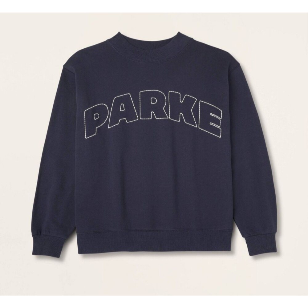 Women's Parke x Target Mockneck Pullover Sweatshirt Navy Blue L/XL
